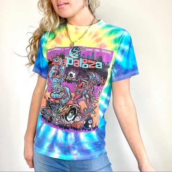 Lolapalozza Festival Tie Dye Band Tee Shirt Size Small - Picture 1 of 10